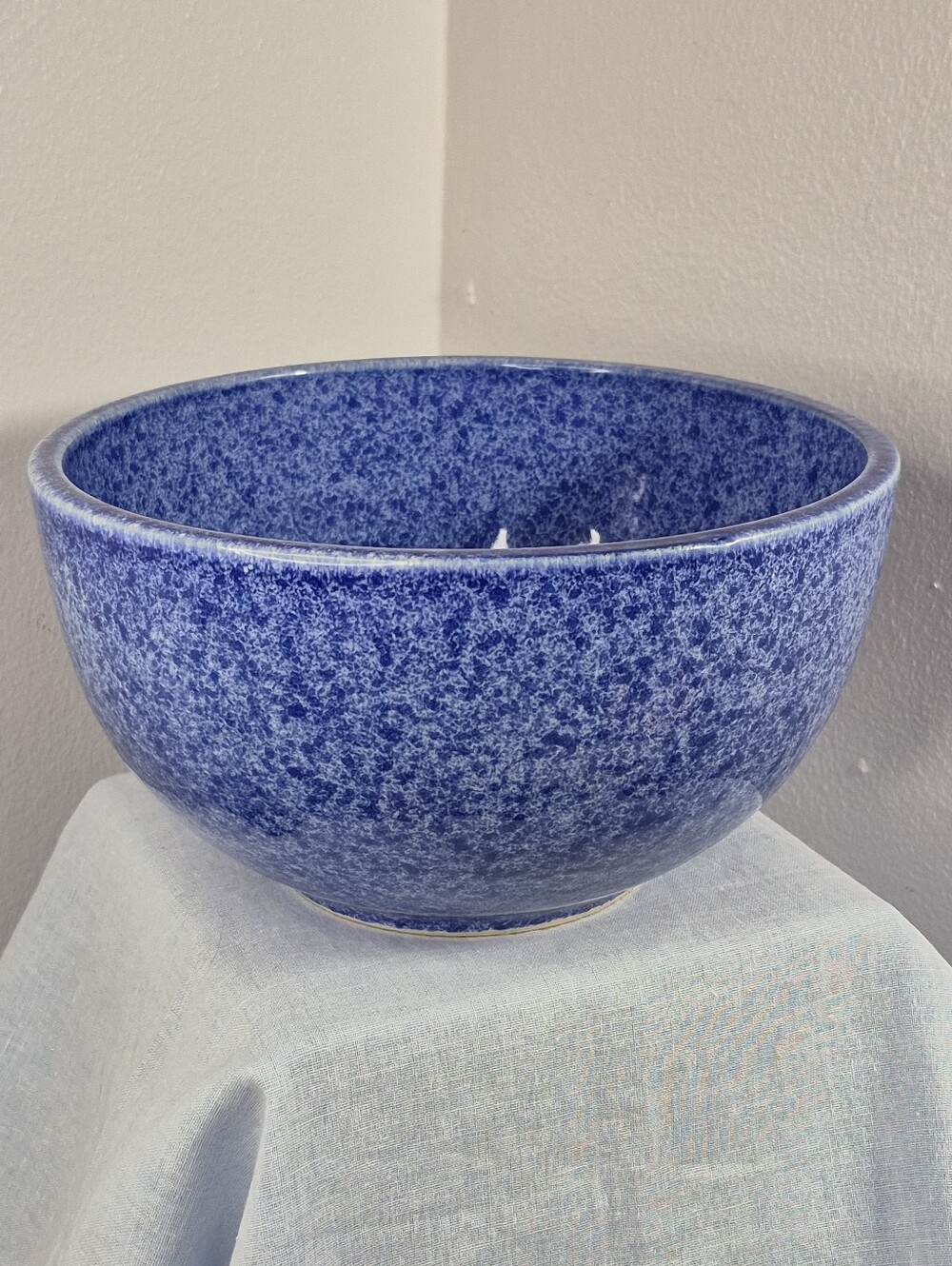Coche Stoneware Pottery Thick Blue Speckled Mixing Bowl 8.5"